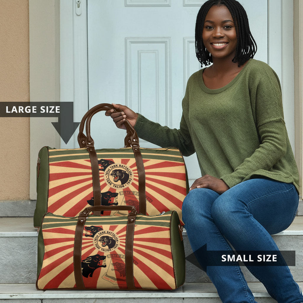 Black Panthers 761st Tank Battalion Travel Bag Come Out Fighting Retro Military