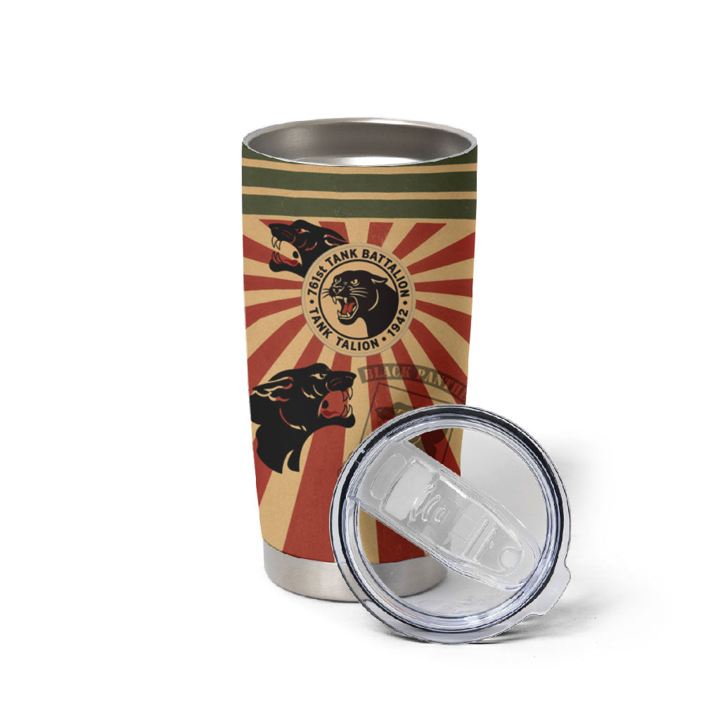 Black Panthers 761st Tank Battalion Tumbler Cup Come Out Fighting Retro Military