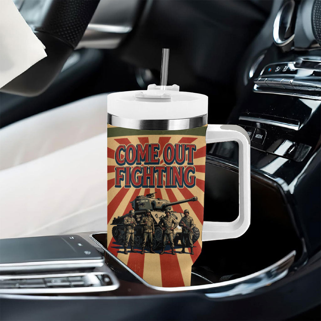 Black Panthers 761st Tank Battalion Tumbler With Handle Come Out Fighting Retro Military