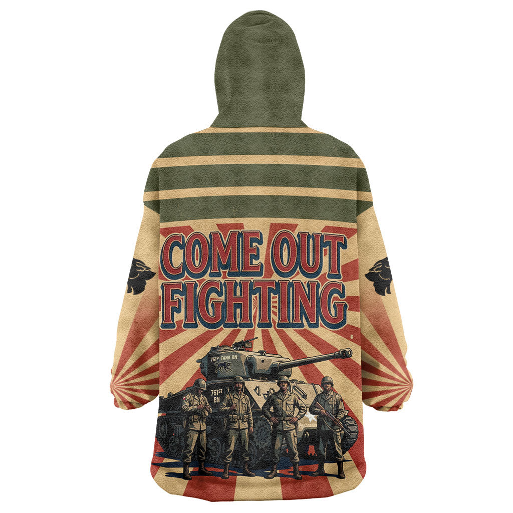 Black Panthers 761st Tank Battalion Wearable Blanket Hoodie Come Out Fighting Retro Military