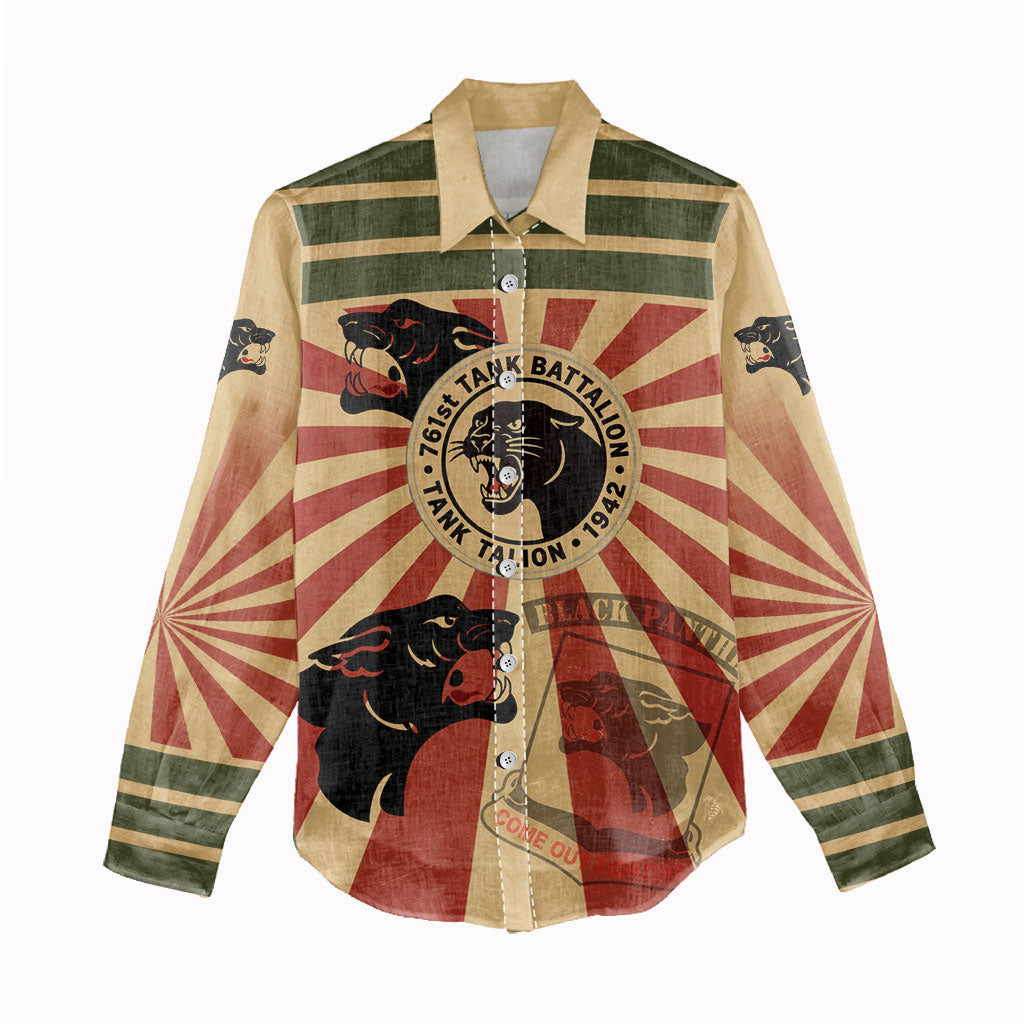 Black Panthers 761st Tank Battalion Women Casual Shirt Come Out Fighting Retro Military