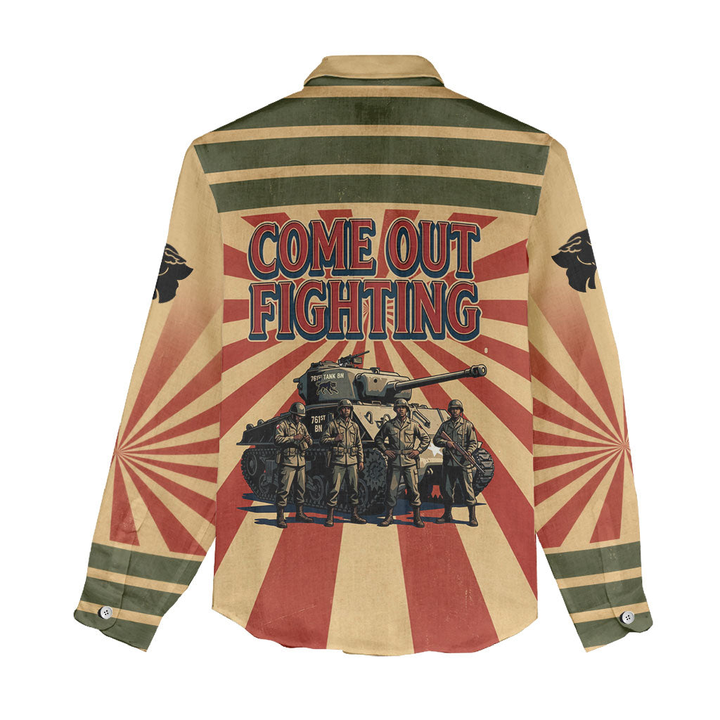 Black Panthers 761st Tank Battalion Women Casual Shirt Come Out Fighting Retro Military