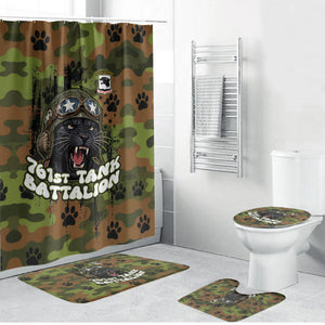 761st Tank Battalion African American Bathroom Set Black Panthers Cartoon Mascot - Military History Camouflage Paw