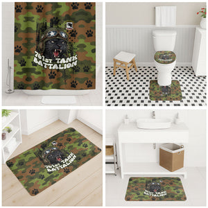 761st Tank Battalion African American Bathroom Set Black Panthers Cartoon Mascot - Military History Camouflage Paw
