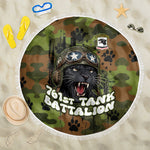 761st Tank Battalion African American Beach Blanket Black Panthers Cartoon Mascot - Military History Camouflage Paw