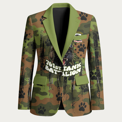 761st Tank Battalion African American Blazer Black Panthers Cartoon Mascot - Military History Camouflage Paw