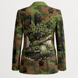 761st Tank Battalion African American Blazer Black Panthers Cartoon Mascot - Military History Camouflage Paw