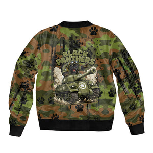 761st Tank Battalion African American Bomber Jacket Black Panthers Cartoon Mascot - Military History Camouflage Paw