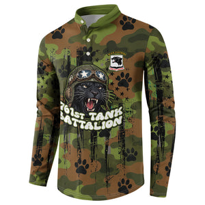 761st Tank Battalion African American Button Sweatshirt Black Panthers Cartoon Mascot - Military History Camouflage Paw