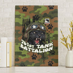 761st Tank Battalion African American Canvas Wall Art Black Panthers Cartoon Mascot - Military History Camouflage Paw