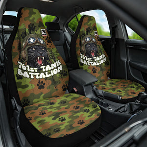 761st Tank Battalion African American Car Seat Cover Black Panthers Cartoon Mascot - Military History Camouflage Paw