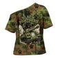761st Tank Battalion African American Cross Shoulder Shirt Black Panthers Cartoon Mascot - Military History Camouflage Paw