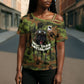 761st Tank Battalion African American Cross Shoulder Shirt Black Panthers Cartoon Mascot - Military History Camouflage Paw