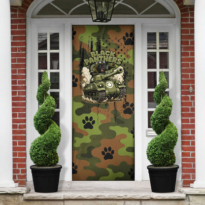 761st Tank Battalion African American Door Cover Black Panthers Cartoon Mascot - Military History Camouflage Paw