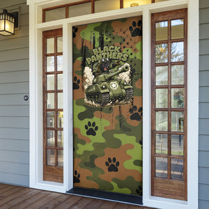 761st Tank Battalion African American Door Cover Black Panthers Cartoon Mascot - Military History Camouflage Paw