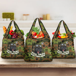 761st Tank Battalion African American Grocery Bag Black Panthers Cartoon Mascot - Military History Camouflage Paw