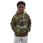 761st Tank Battalion African American Kid Hoodie Black Panthers Cartoon Mascot - Military History Camouflage Paw