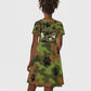 761st Tank Battalion African American Kid Short Sleeve Dress Black Panthers Cartoon Mascot - Military History Camouflage Paw