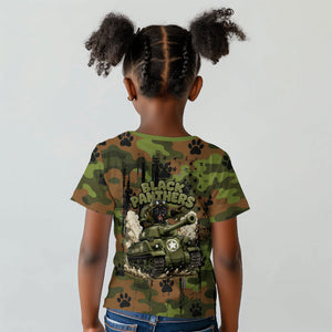 761st Tank Battalion African American Kid T shirt Black Panthers Cartoon Mascot - Military History Camouflage Paw