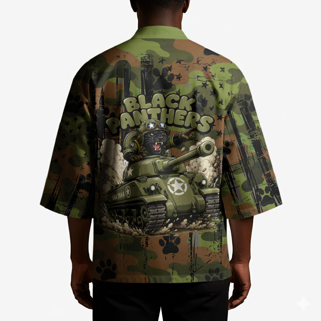 761st Tank Battalion African American Kimono Black Panthers Cartoon Mascot - Military History Camouflage Paw