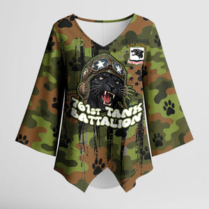 761st Tank Battalion African American Kimono Sleeve Blouse Black Panthers Cartoon Mascot - Military History Camouflage Paw