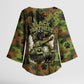 761st Tank Battalion African American Kimono Sleeve Blouse Black Panthers Cartoon Mascot - Military History Camouflage Paw