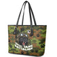 761st Tank Battalion African American Leather Tote Bag Black Panthers Cartoon Mascot - Military History Camouflage Paw