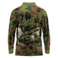 761st Tank Battalion African American Long Sleeve Polo Shirt Black Panthers Cartoon Mascot - Military History Camouflage Paw