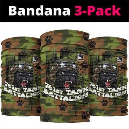761st Tank Battalion African American Neck Gaiter Black Panthers Cartoon Mascot - Military History Camouflage Paw