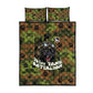 761st Tank Battalion African American Quilt Bed Set Black Panthers Cartoon Mascot - Military History Camouflage Paw