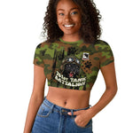 761st Tank Battalion African American Raglan Cropped T shirt Black Panthers Cartoon Mascot - Military History Camouflage Paw