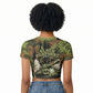 761st Tank Battalion African American Raglan Cropped T shirt Black Panthers Cartoon Mascot - Military History Camouflage Paw