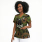 761st Tank Battalion African American Scrub Top Black Panthers Cartoon Mascot - Military History Camouflage Paw