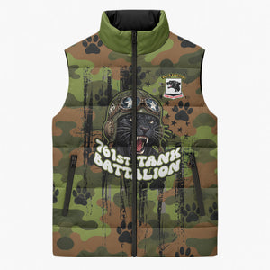 761st Tank Battalion African American Sleeveless Puffer Jacket Black Panthers Cartoon Mascot - Military History Camouflage Paw