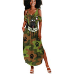 761st Tank Battalion African American Summer Maxi Dress Black Panthers Cartoon Mascot - Military History Camouflage Paw