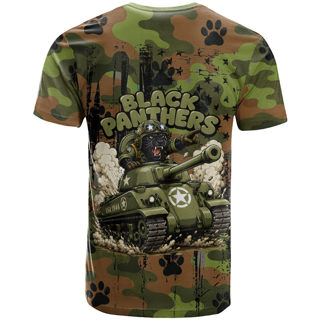 761st Tank Battalion African American T shirt Black Panthers Cartoon Mascot - Military History Camouflage Paw