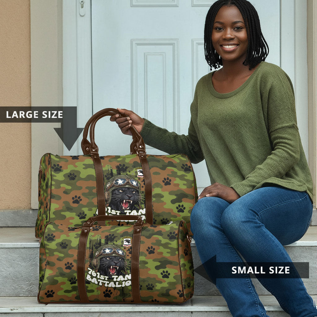 761st Tank Battalion African American Travel Bag Black Panthers Cartoon Mascot - Military History Camouflage Paw