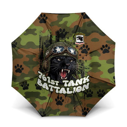 761st Tank Battalion African American Umbrella Black Panthers Cartoon Mascot - Military History Camouflage Paw