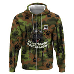 761st Tank Battalion African American Zip Hoodie Black Panthers Cartoon Mascot - Military History Camouflage Paw