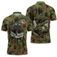761st Tank Battalion African American Zipper Polo Shirt Black Panthers Cartoon Mascot - Military History Camouflage Paw