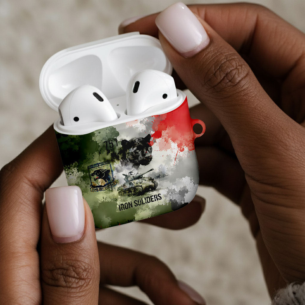 761st Tank Battalion AirPods Case Black Panthers - Come Out Fighting - Military Watercolor