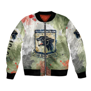 761st Tank Battalion Bomber Jacket Black Panthers - Come Out Fighting - Military Watercolor