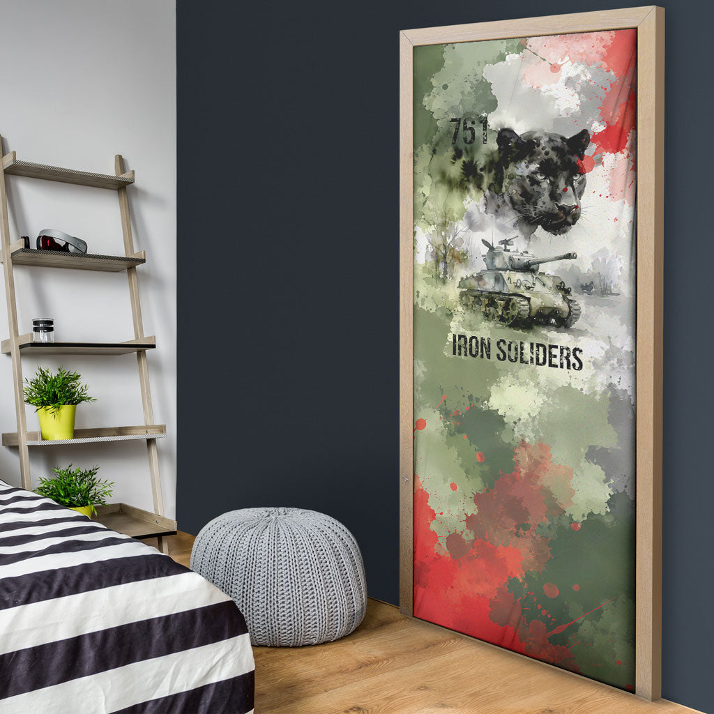 761st Tank Battalion Door Cover Black Panthers - Come Out Fighting - Military Watercolor