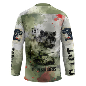 761st Tank Battalion Hockey Jersey Black Panthers - Come Out Fighting - Military Watercolor