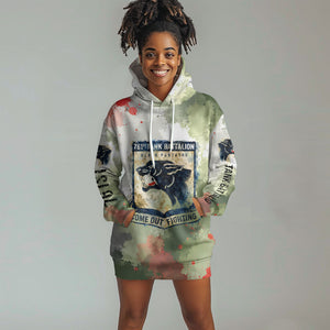 761st Tank Battalion Hoodie Dress Black Panthers - Come Out Fighting - Military Watercolor