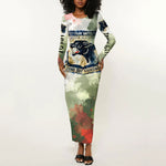 761st Tank Battalion Long Sleeve Bodycon Dress Black Panthers - Come Out Fighting - Military Watercolor