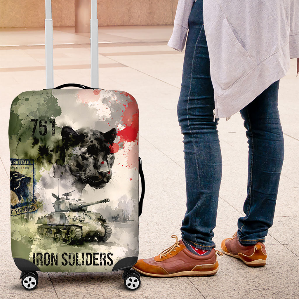 761st Tank Battalion Luggage Cover Black Panthers - Come Out Fighting - Military Watercolor