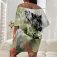 761st Tank Battalion Off Shoulder Short Dress Black Panthers - Come Out Fighting - Military Watercolor