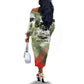 761st Tank Battalion Off The Shoulder Long Sleeve Dress Black Panthers - Come Out Fighting - Military Watercolor