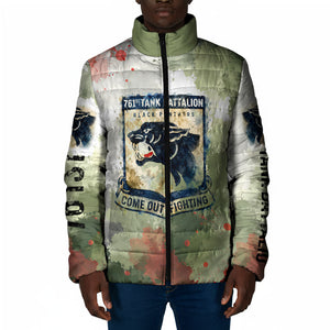 761st Tank Battalion Padded Jacket Black Panthers - Come Out Fighting - Military Watercolor